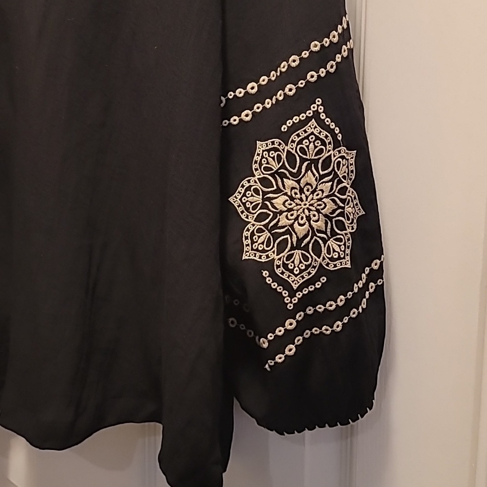 Calypso St Barth Black And Gold Peasant  Embroidery Top Sz 1X - Picture 4 of 7